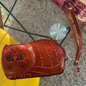 Leather kitty cat coin purse! From Turkey